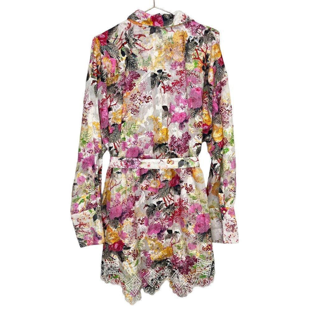 NEW Hemant & Nandita Eyelet Floral Shirt Dress Size Medium - Picture 6 of 14